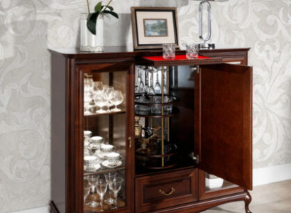 Hausbar Schrank Anrichte mit drehbaren Flaschen Schrank Vitrine Holz